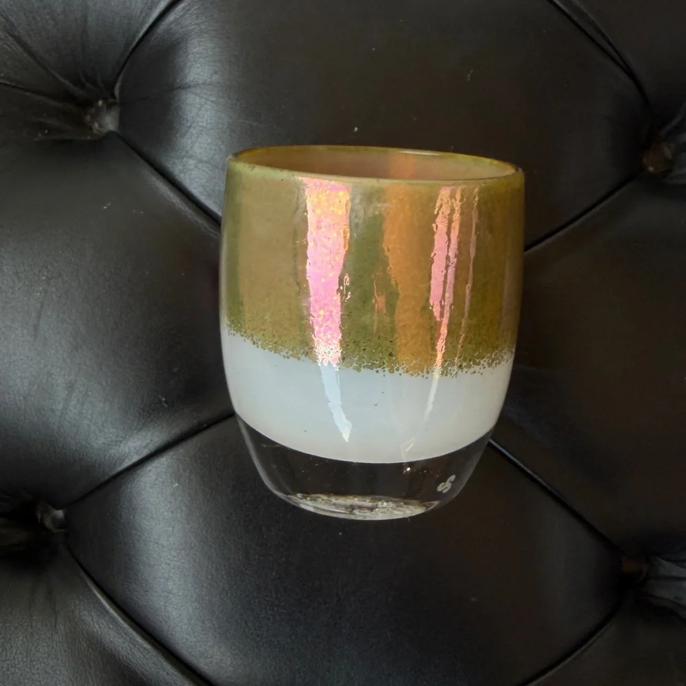 Glassybaby Grace Treasure Series Gold White Hand Blown Votive Candle Holder
